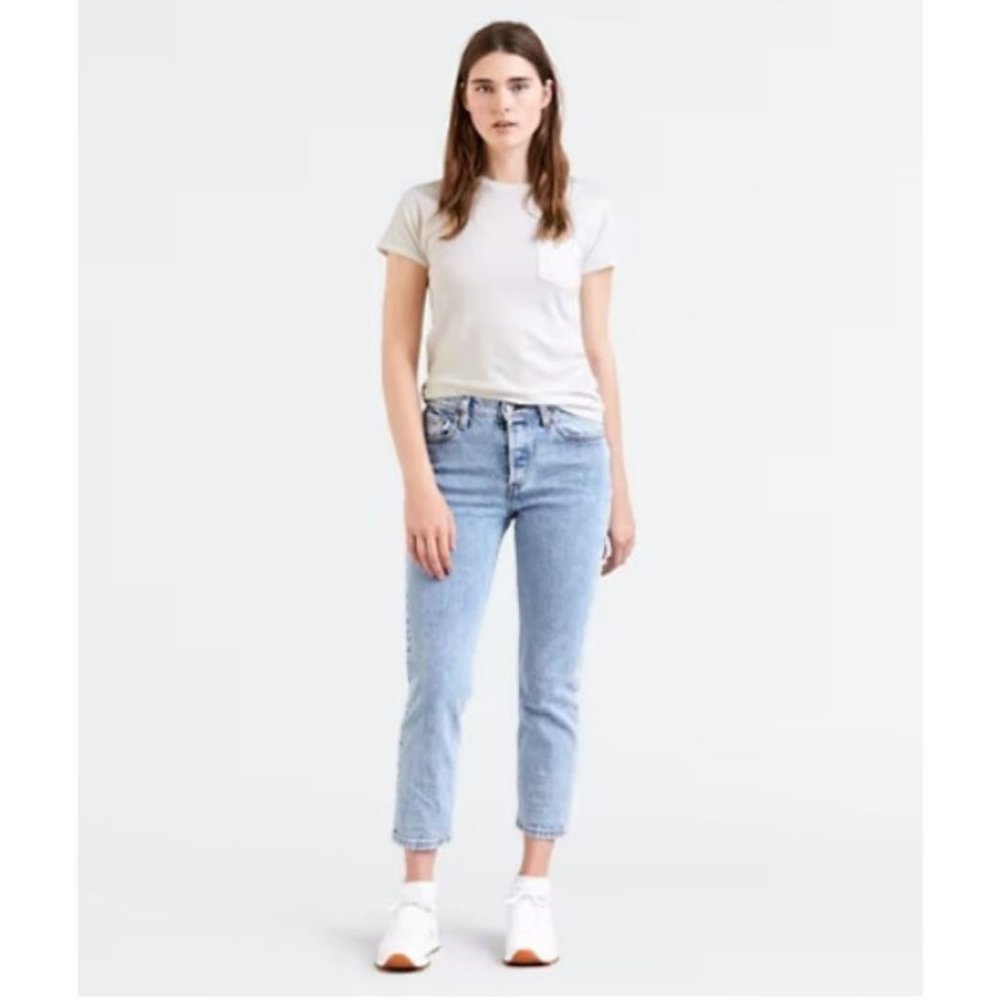 Levi's 501 Original Cropped Jeans Stone Throw Medium Wash Size 25